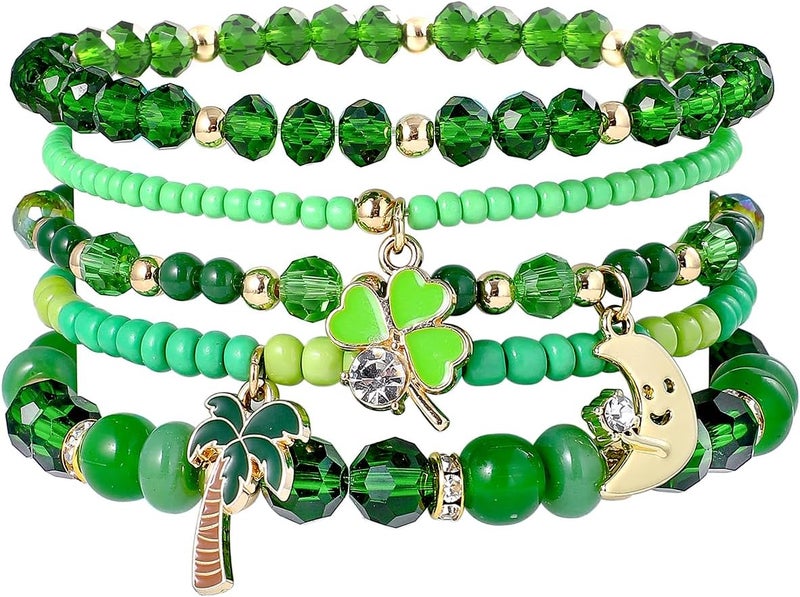 Aigrnc Boho Beaded Stretch Bracelets For Women Stackable Crystal Gold Plated Beaded Bracelets Set Trendy Handmade Friendship Braeclet Jewelry Gifts - Image 1